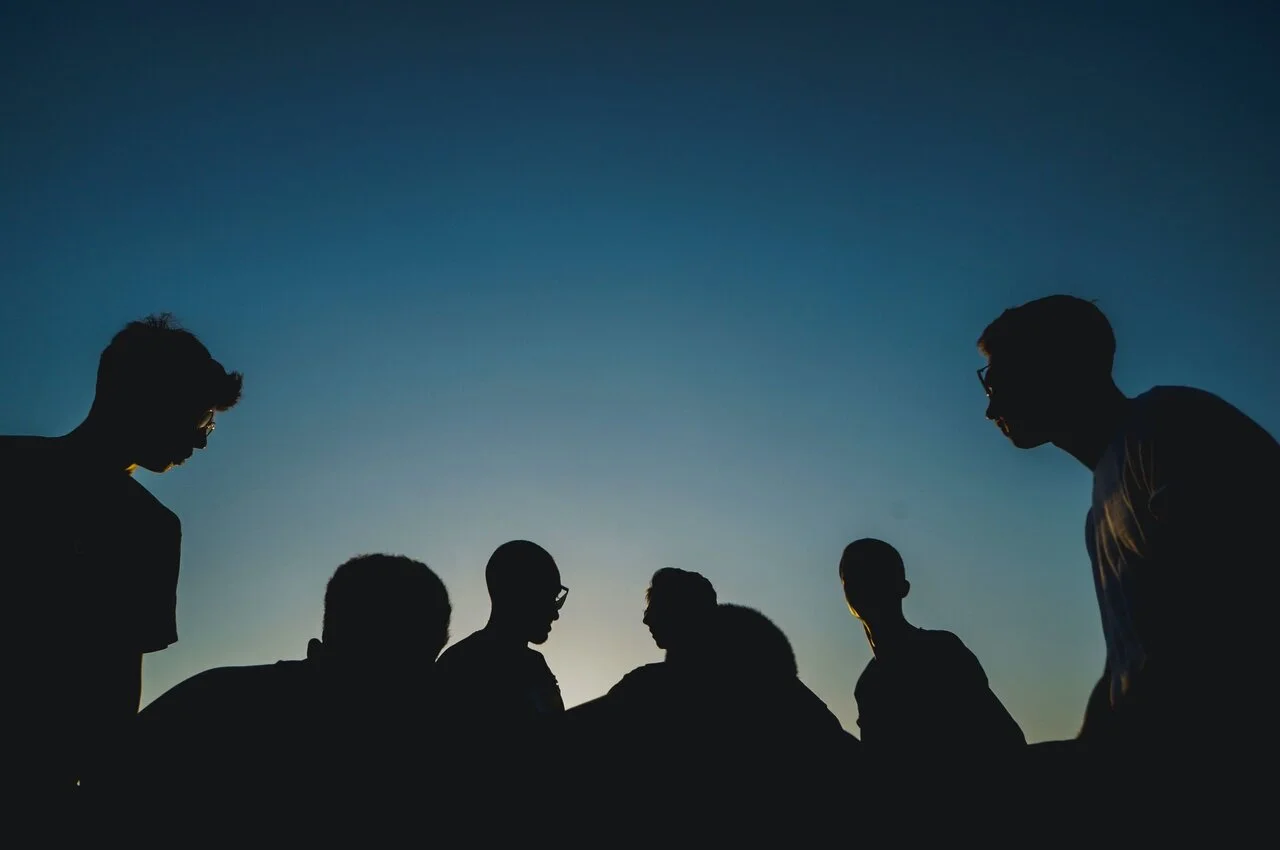 Community group discussion silhouette